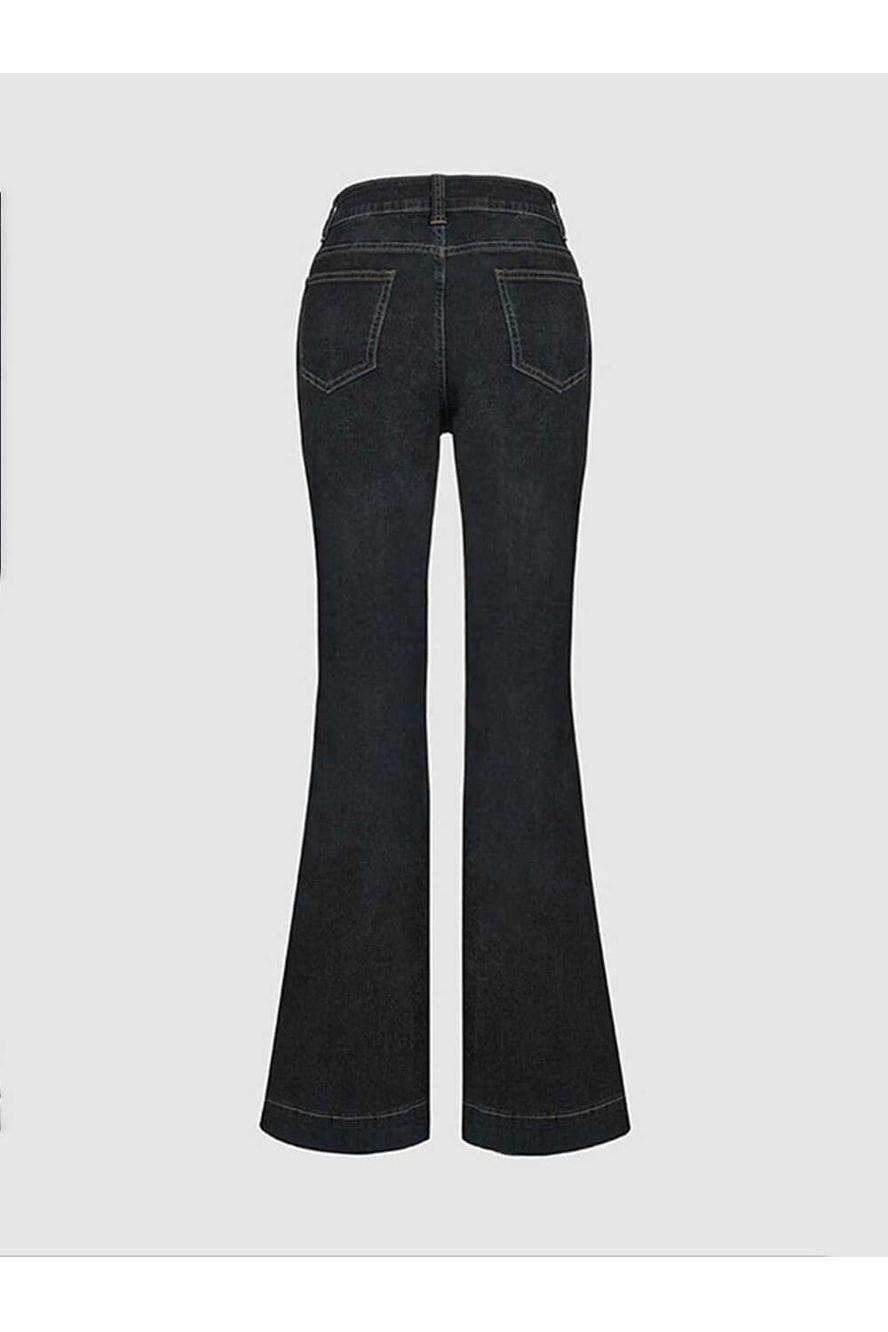 Stylish High-Waisted Patchwork Flared Jeans