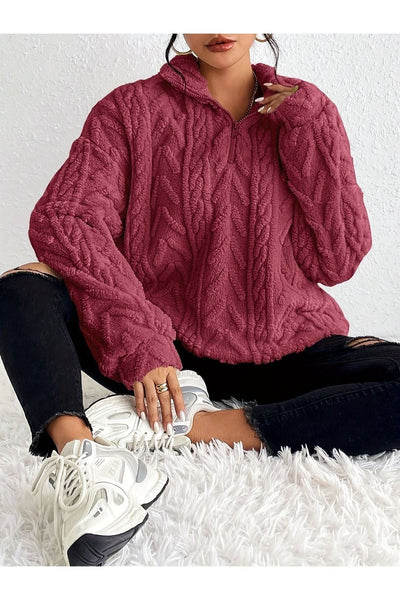 Dianne - Luxe Cable-Knit Fleece Sweatshirt