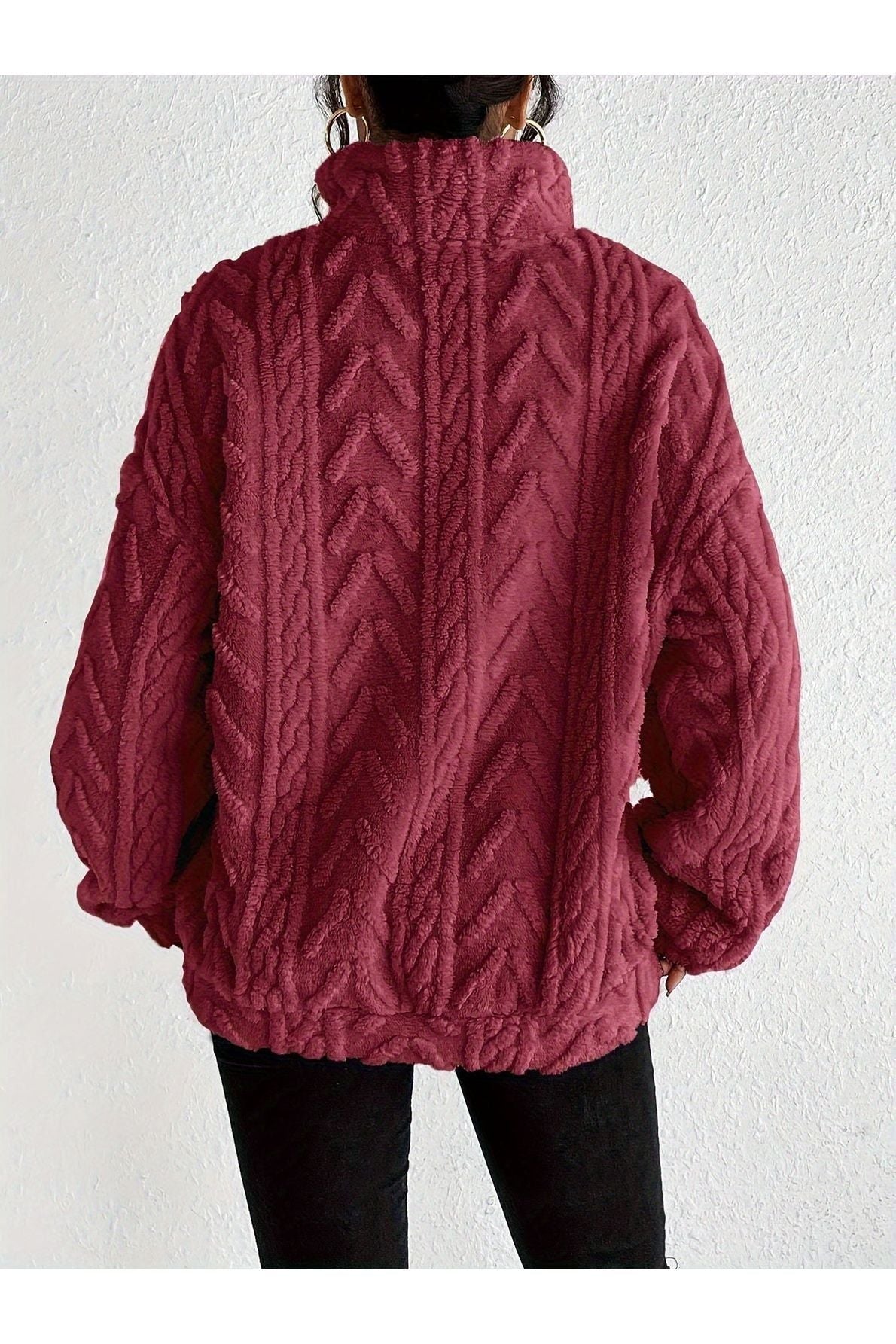 Dianne - Luxe Cable-Knit Fleece Sweatshirt