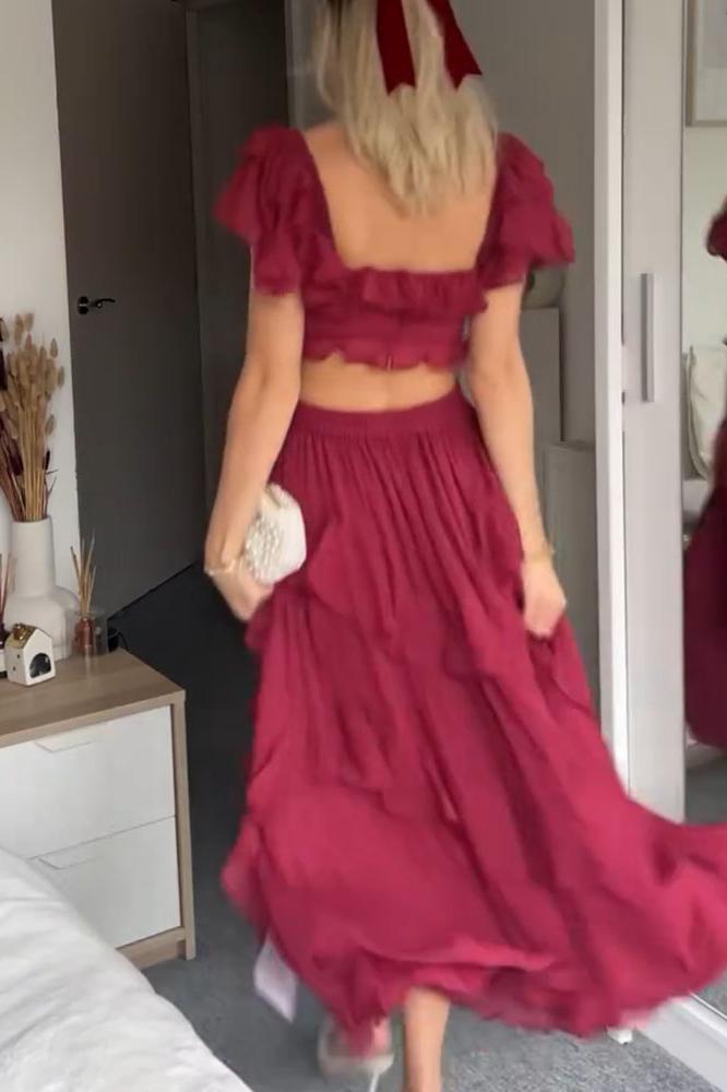 Scarlett™ | Elegant Layered Ruffle Midi Dress