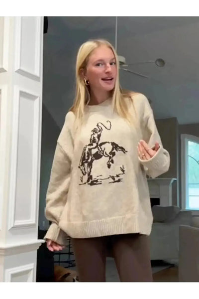 Cowboy Graphic Crew Sweater