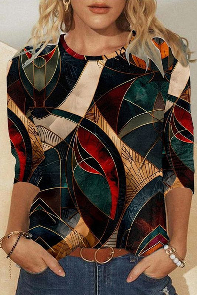 Mia/ Vintage Abstract Print Tee