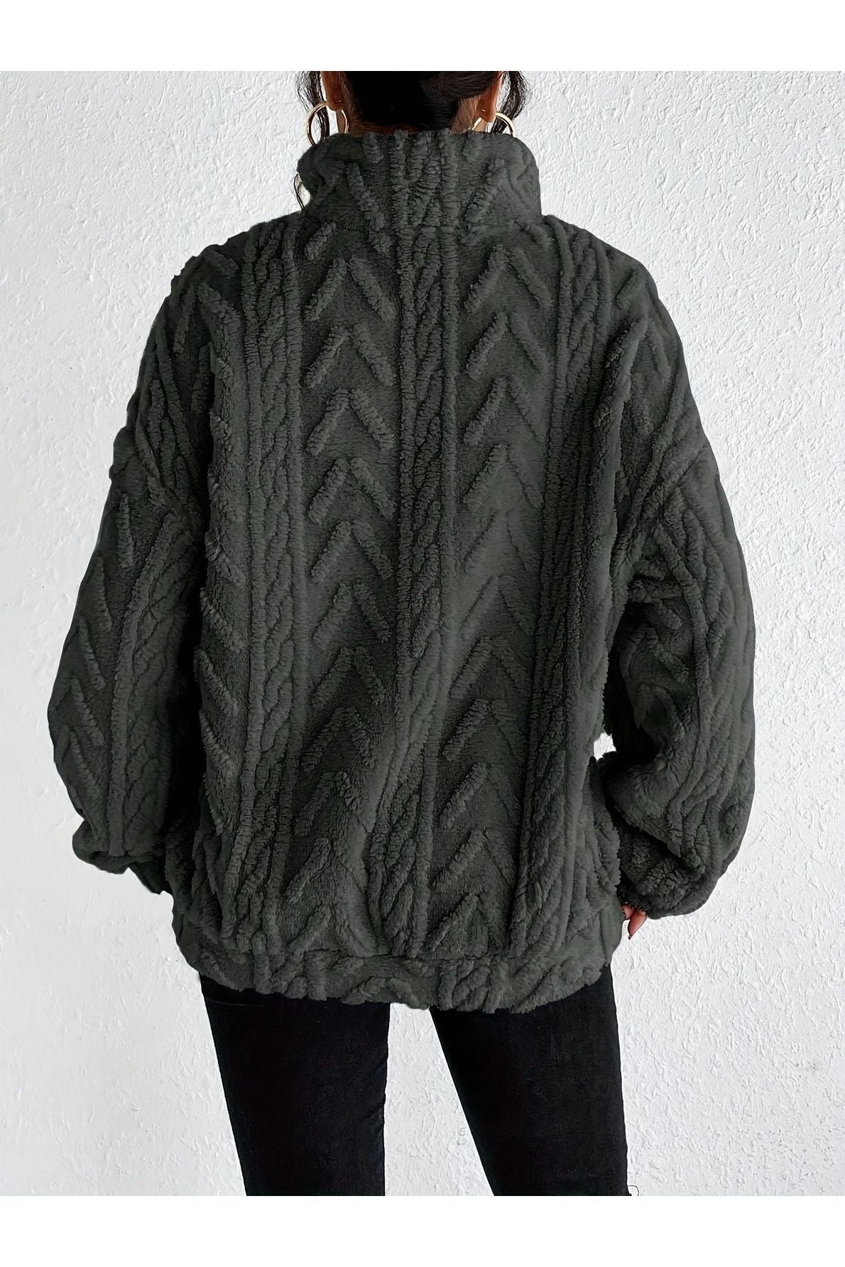 Dianne - Luxe Cable-Knit Fleece Sweatshirt