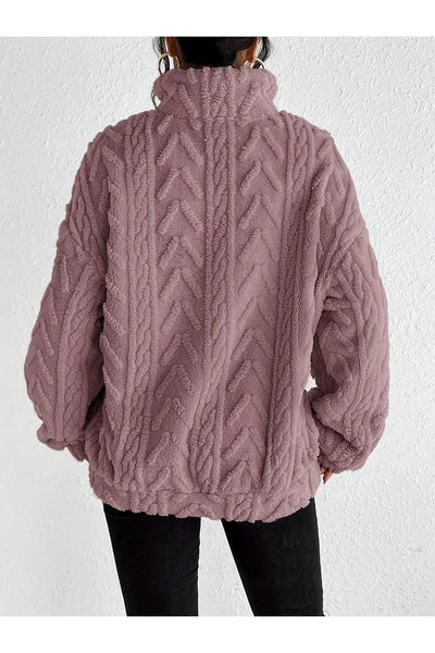 Dianne - Luxe Cable-Knit Fleece Sweatshirt