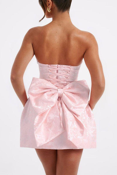 Amelia-Jacquard Knot Mini Dress