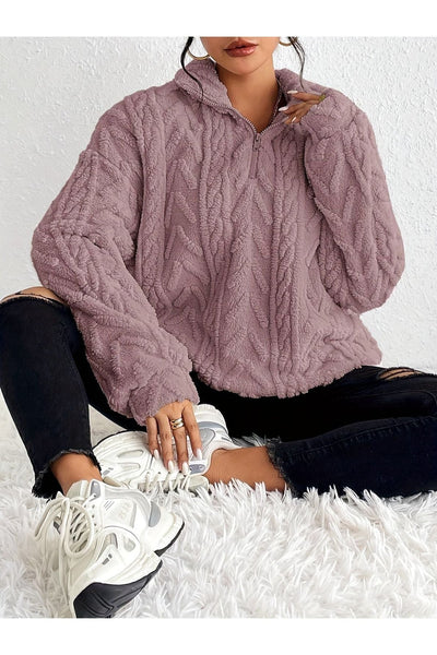 Dianne - Luxe Cable-Knit Fleece Sweatshirt