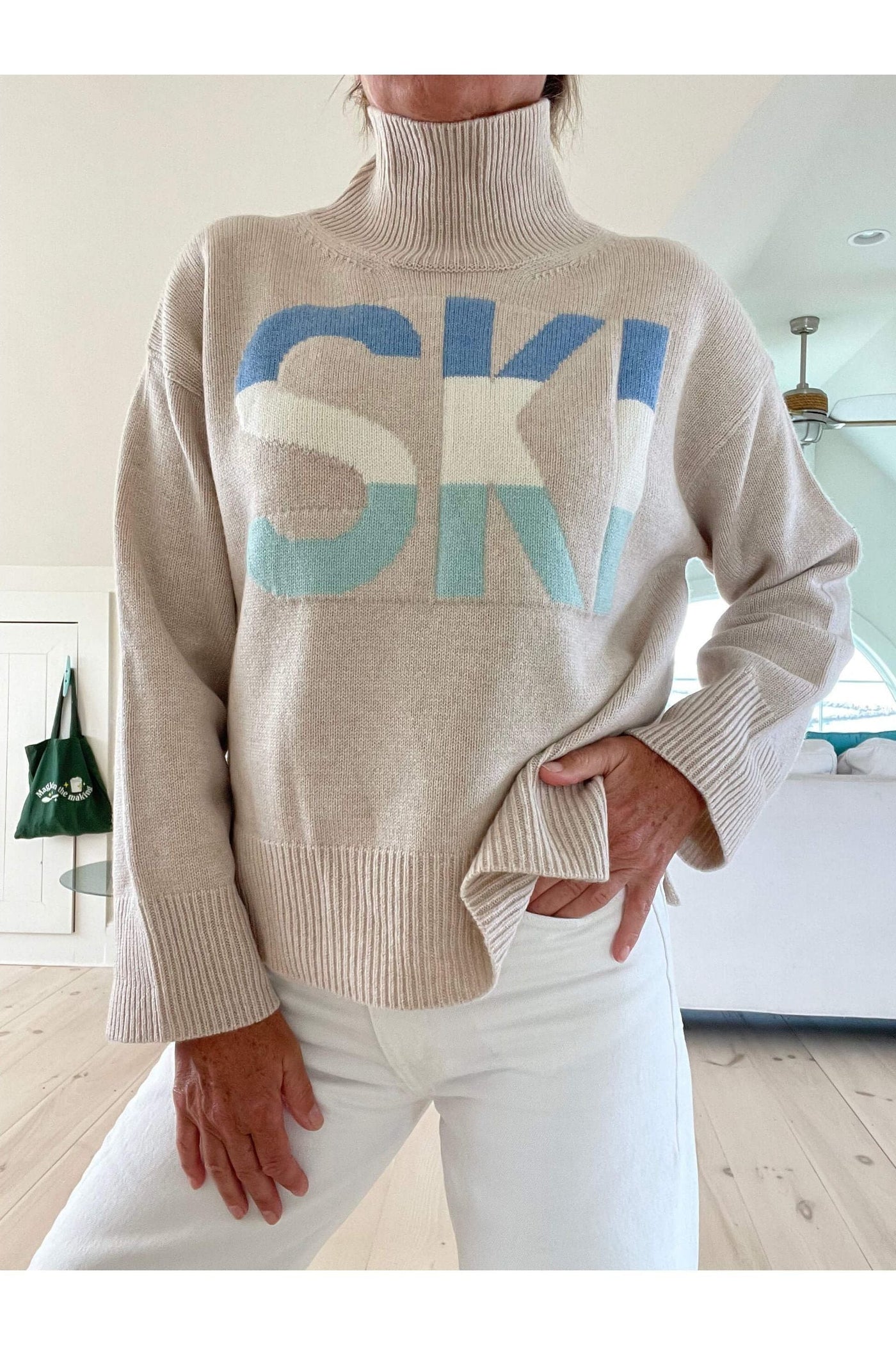 Retro Cashmere Turtleneck Ski Sweater