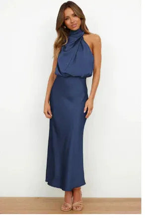 The Elegant Draped Halter Dress