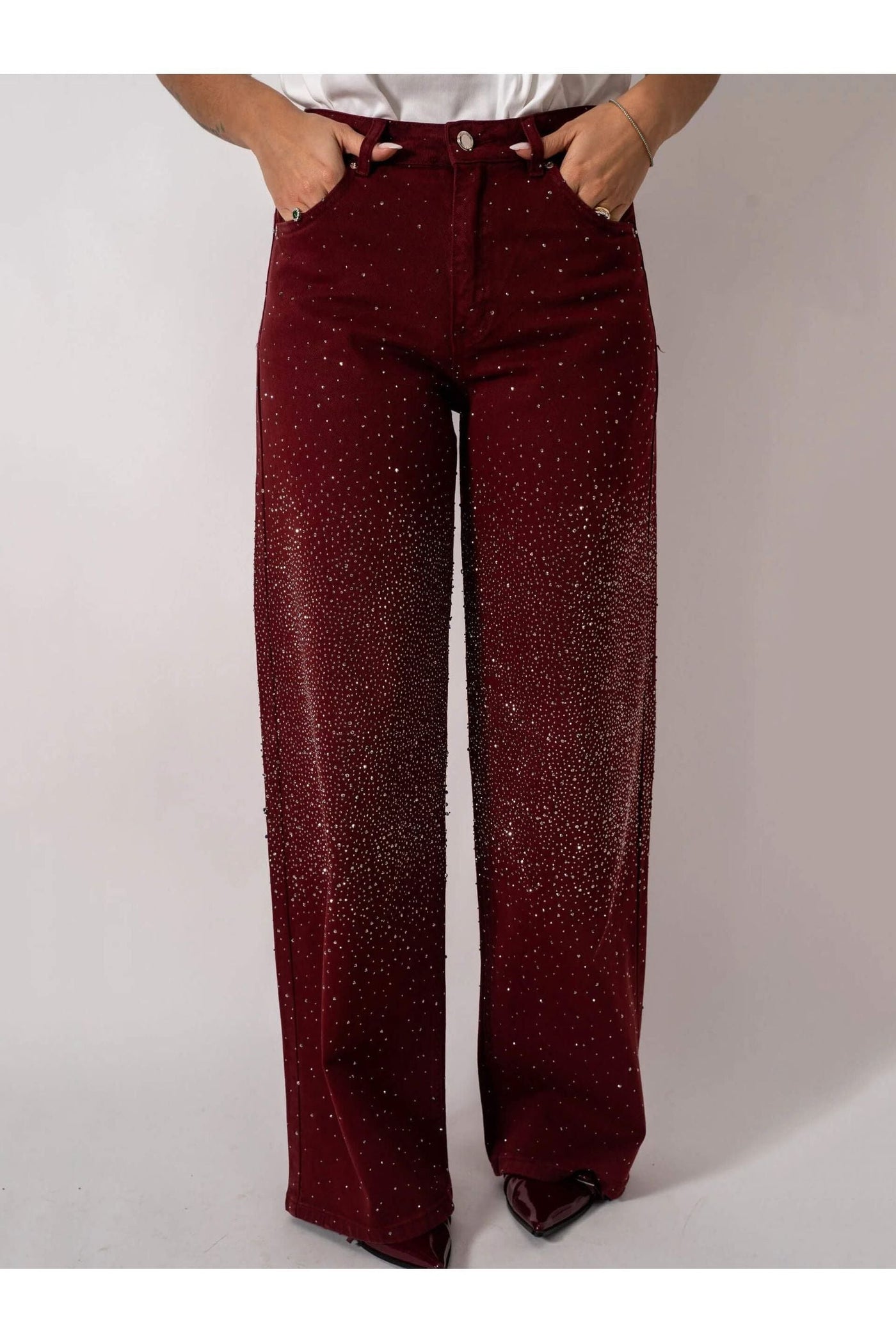 Burgundy Shine Denim Jeans