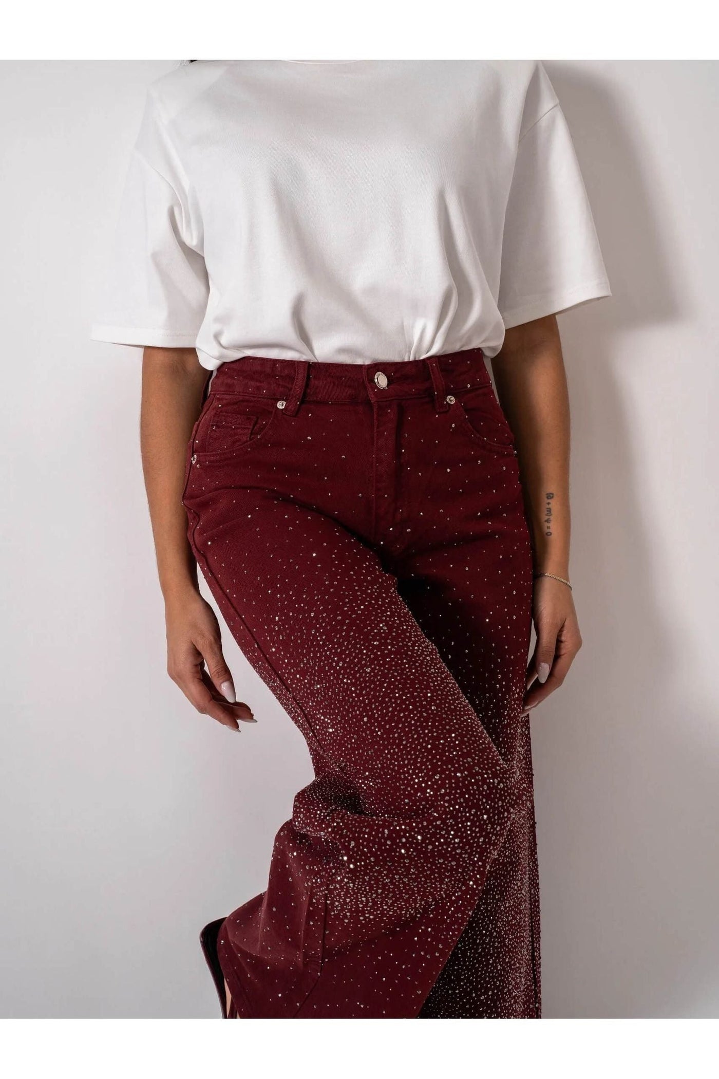 Burgundy Shine Denim Jeans