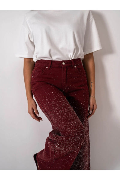 Burgundy Shine Denim Jeans