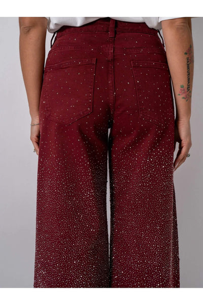 Burgundy Shine Denim Jeans