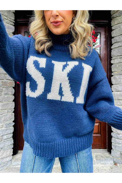 Retro Cashmere Turtleneck Ski Sweater
