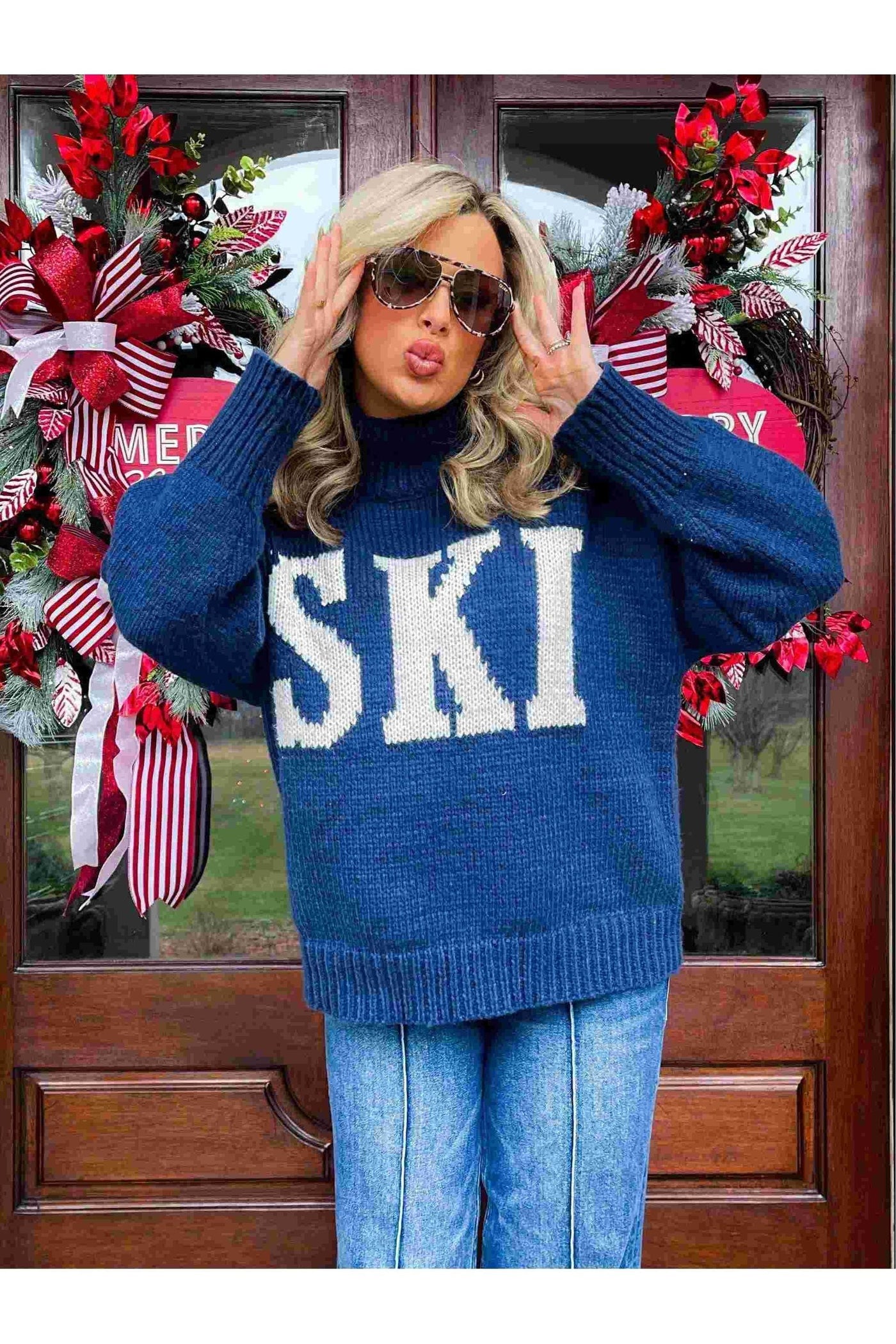 Retro Cashmere Turtleneck Ski Sweater