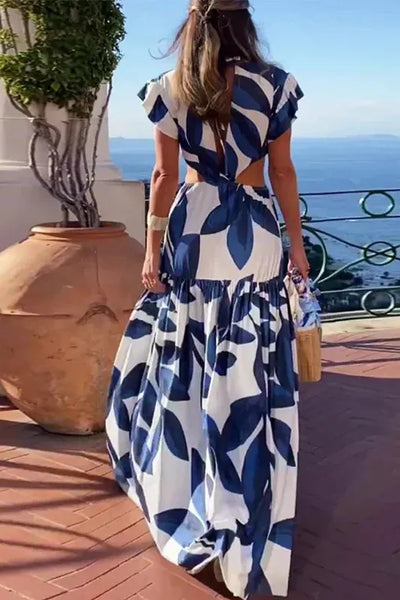 Summer Butterfly Maxi: Women's Fashion V-Neck Backless Dress